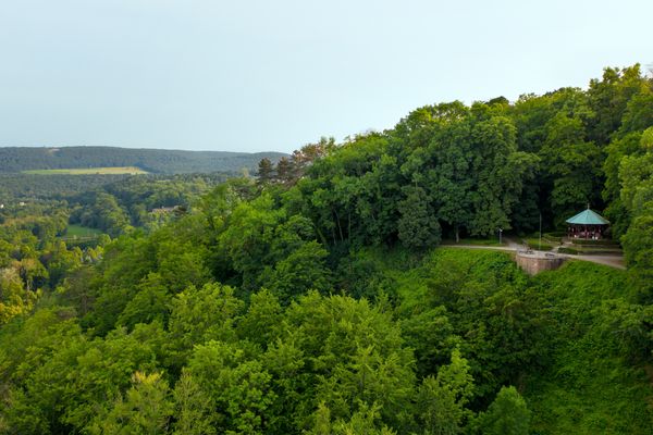 Drohnenaufnahme Pavillon am Altenberg in Bad Kissingen