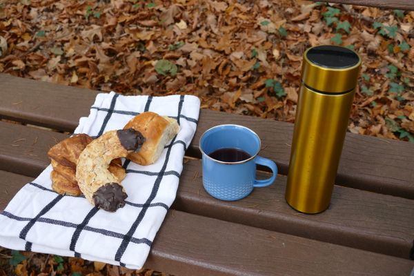 Picknick auf dem Hirschgeweihweg mit Kaffee und Gebäck