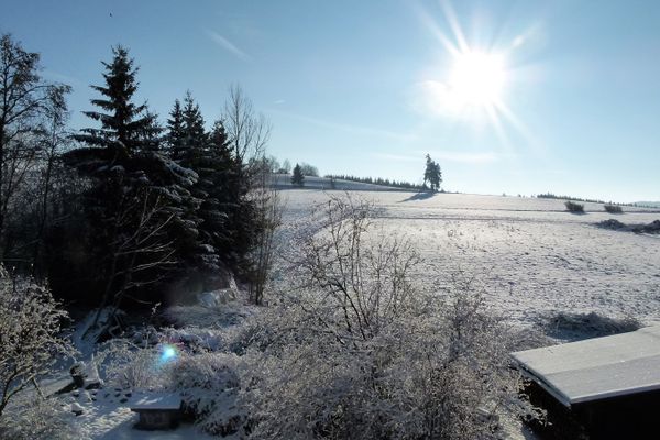 Ferienwohnung Heger Bad Steben, Blick vom Balkon im Winter