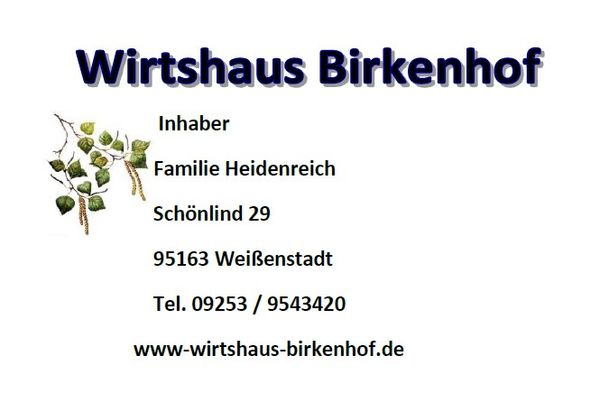 Visitenkarte vom Wirtshaus Birkenhof