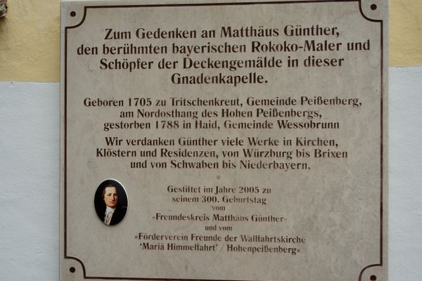 Gedenktafel an Kirche a.d. Hohen Peißenberg