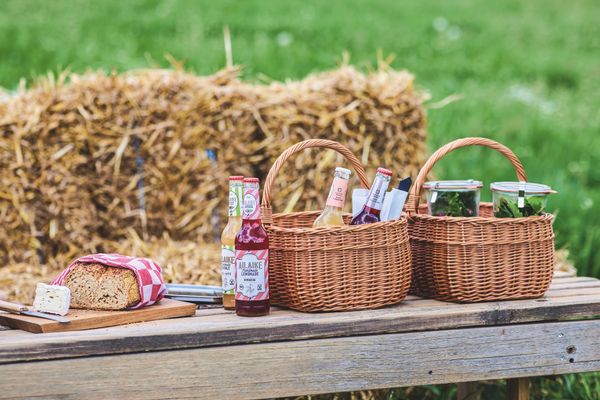 Kulinarik im Spessart mit den regional befüllten Picknickkörben vom Ein|Laden im Spessart. Von Limonade über Brot, Wurst und Käse.