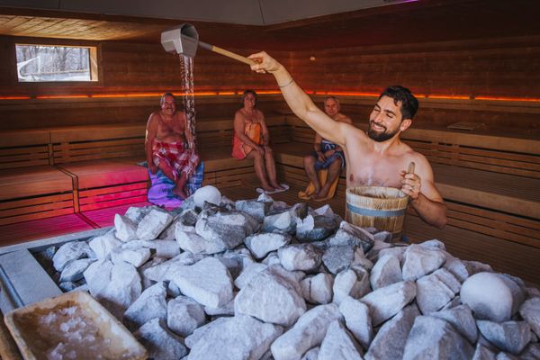 Sauna während Aufguss