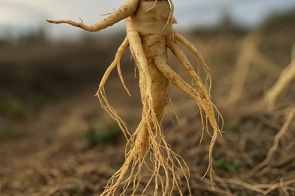 Ginsengwurzel auf einem Feld