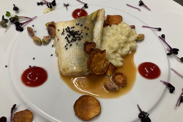 Teller mit Fischfilet
