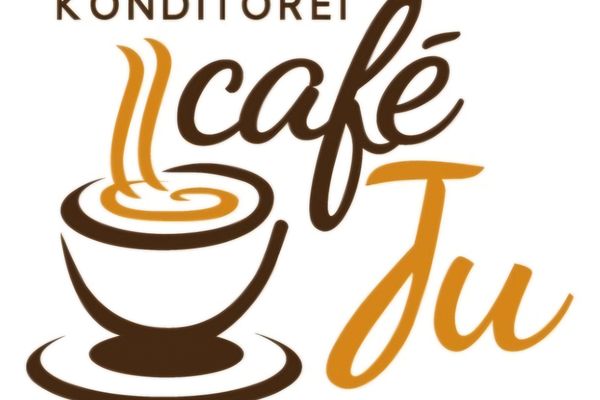 Auf dem Bild ist das Logo der Konditorei / des Cafés Ju zu sehen.