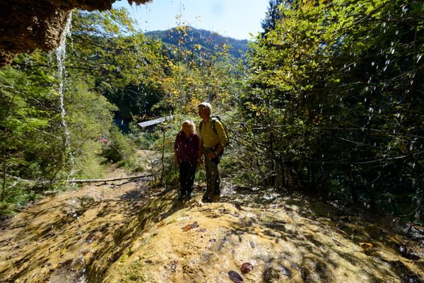 Die einzigartigen Kalk-Sinterterrassen an den Hängen zwischen Ammerschlucht und Kalkofensteg.