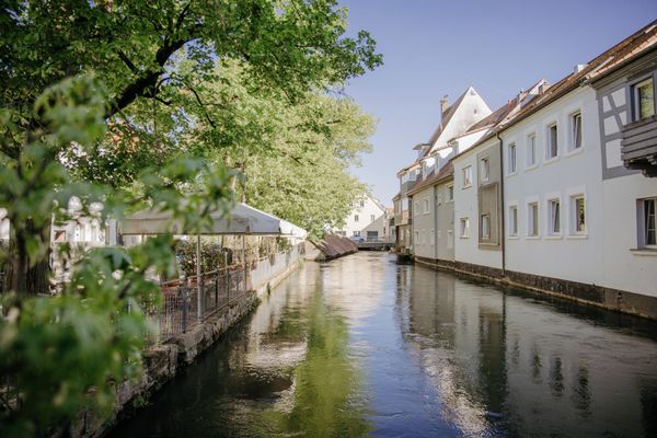 Der Fluss Wiesent in der Altstadt Forchheims