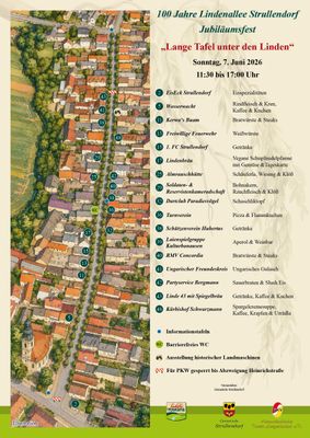 Lageplan Jubiläumsfest Lange Tafel unter den Linden Strullendorf